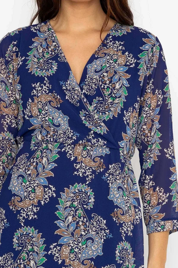 Pala D'oro Roisin Knee Length Dress In Navy Print*Women Dresses & Jumpsuits