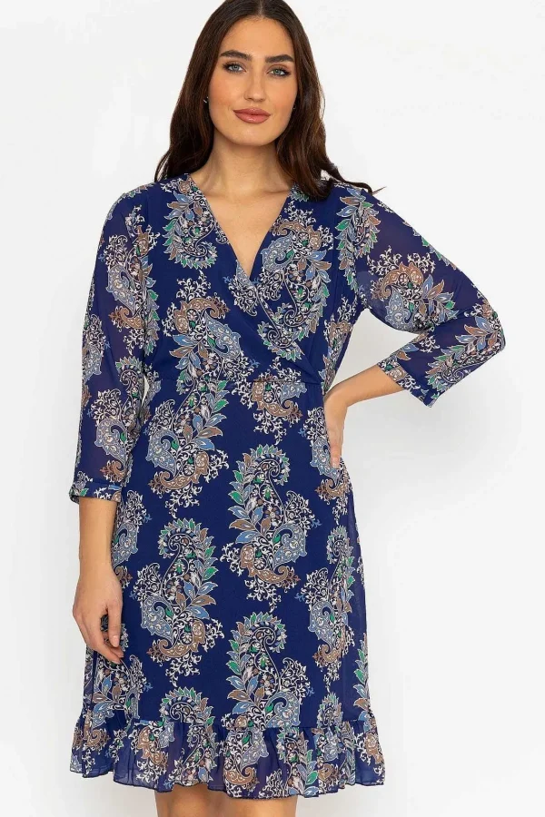 Pala D'oro Roisin Knee Length Dress In Navy Print*Women Dresses & Jumpsuits