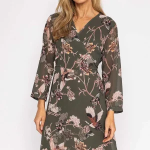 Pala D'oro Roisin Knee Length Dress In Khaki Print*Women Dresses & Jumpsuits