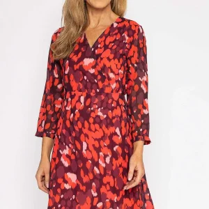 Pala D'oro Roisin Knee Length Dress In Red Print*Women Dresses & Jumpsuits
