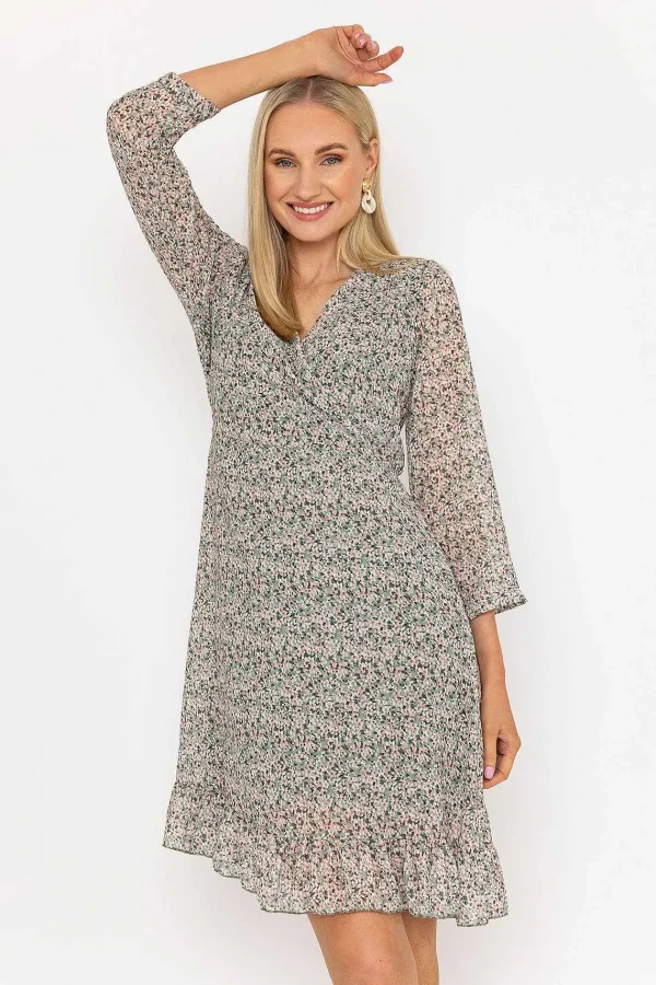Pala D'oro Roisin Knee Length Dress In Khaki Print*Women Dresses & Jumpsuits