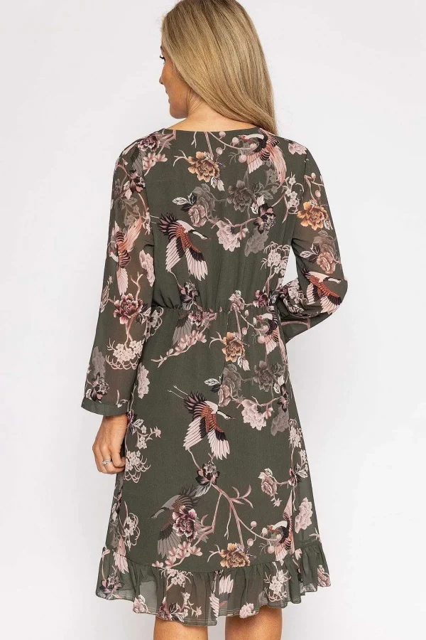 Pala D'oro Roisin Knee Length Dress In Khaki Print*Women Dresses & Jumpsuits