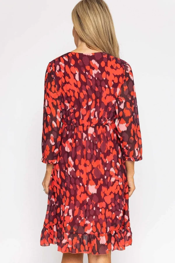 Pala D'oro Roisin Knee Length Dress In Red Print*Women Dresses & Jumpsuits