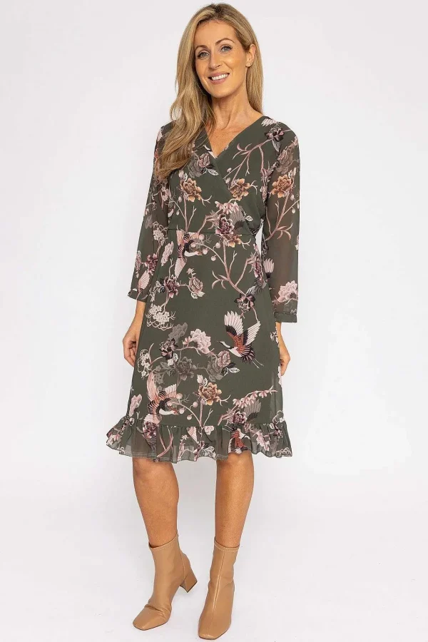 Pala D'oro Roisin Knee Length Dress In Khaki Print*Women Dresses & Jumpsuits