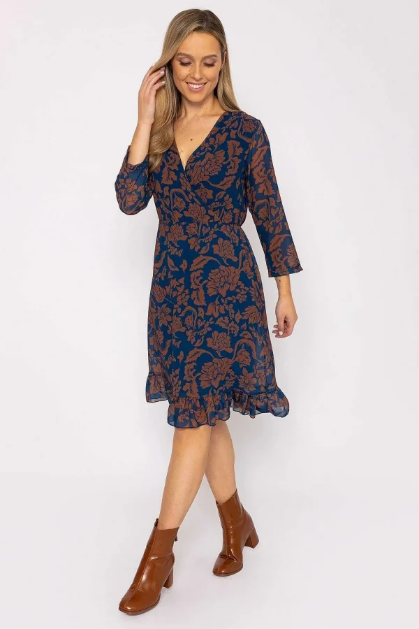 Pala D'oro Roisin Navy Knee Length Dress* Sale Dresses