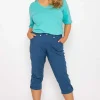 Ulla Popken Roll-Tab Hem Stretch Cargo Pants In Blue*Women Jeans & Trousers