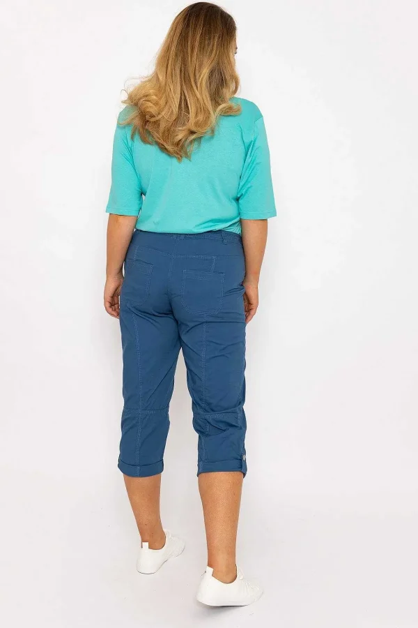 Ulla Popken Roll-Tab Hem Stretch Cargo Pants In Blue*Women Jeans & Trousers