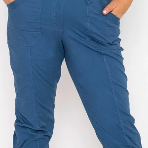 Ulla Popken Roll-Tab Hem Stretch Cargo Pants In Blue*Women Jeans & Trousers