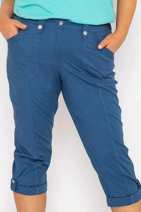 Ulla Popken Roll-Tab Hem Stretch Cargo Pants In Blue*Women Jeans & Trousers