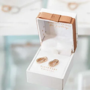 Tipperary Crystal Jewellery Rose Double Swirl Earrings* Boxed Gifts
