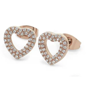 Tipperary Crystal Jewellery Rose Gold Double Pave Heart Earrings* Boxed Gifts