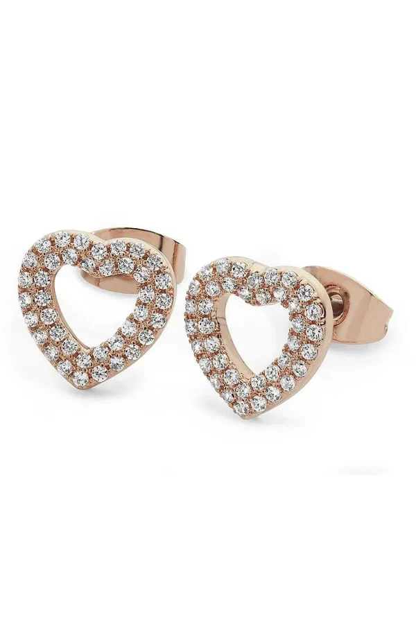 Tipperary Crystal Jewellery Rose Gold Double Pave Heart Earrings* Boxed Gifts