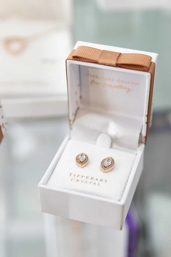 Tipperary Crystal Jewellery Rose Gold Marquise Cut Earrings* Boxed Gifts