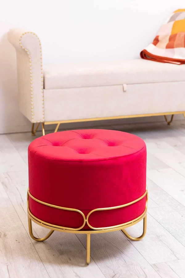 Carraig Donn HOME Round Red Ottoman* Homeware