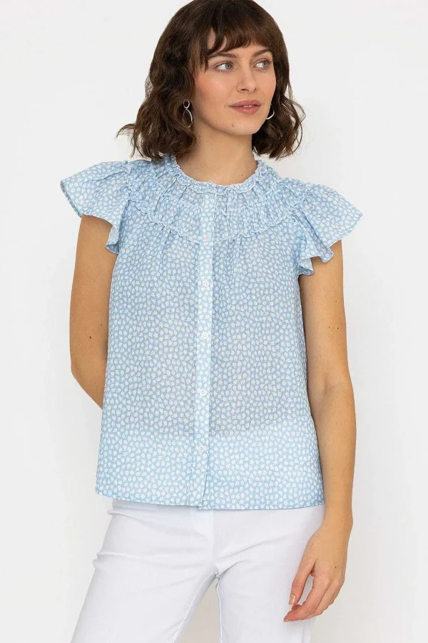 Rowen Avenue Ruffle Blouse In Blue Print*Women Tops & Blouses
