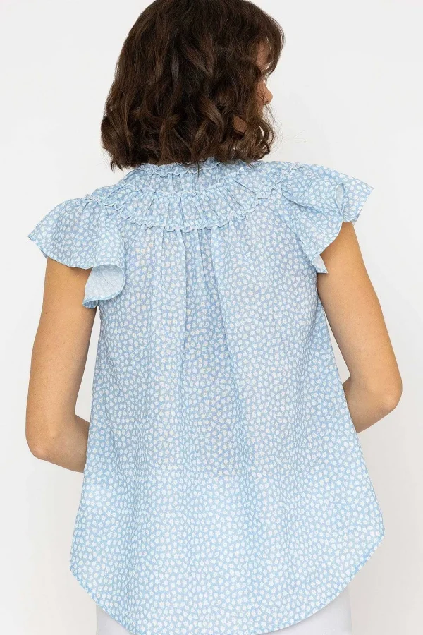 Rowen Avenue Ruffle Blouse In Blue Print*Women Tops & Blouses