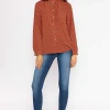 Rowen Avenue Ruffle Blouse In Rust Print*Women Tops & Blouses