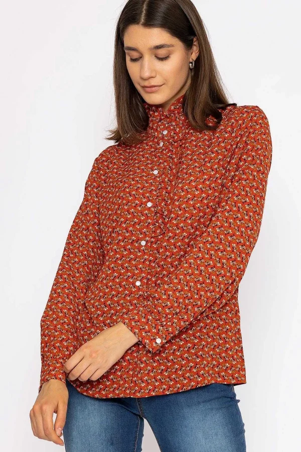 Rowen Avenue Ruffle Blouse In Rust Print*Women Tops & Blouses