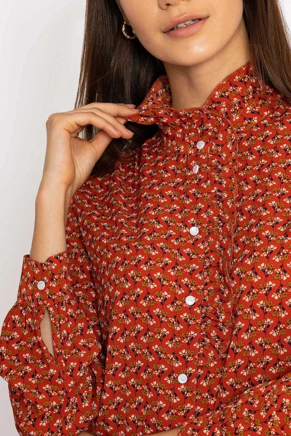 Rowen Avenue Ruffle Blouse In Rust Print*Women Tops & Blouses