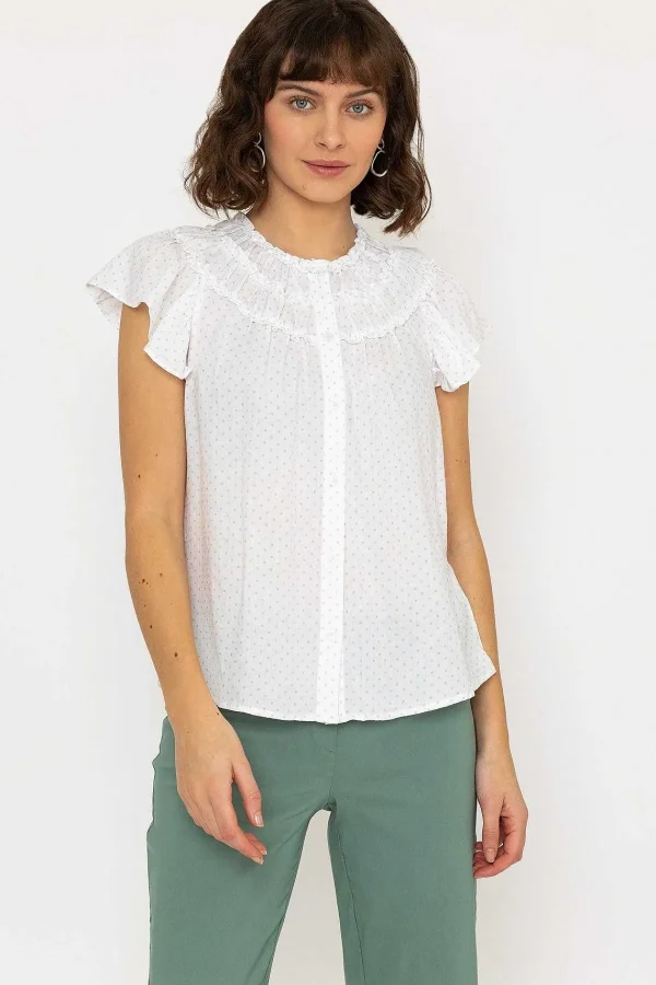 Rowen Avenue Ruffle Blouse In White Print*Women Tops & Blouses