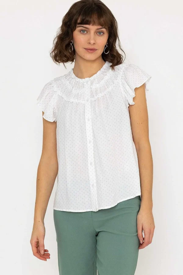 Rowen Avenue Ruffle Blouse In White Print*Women Tops & Blouses
