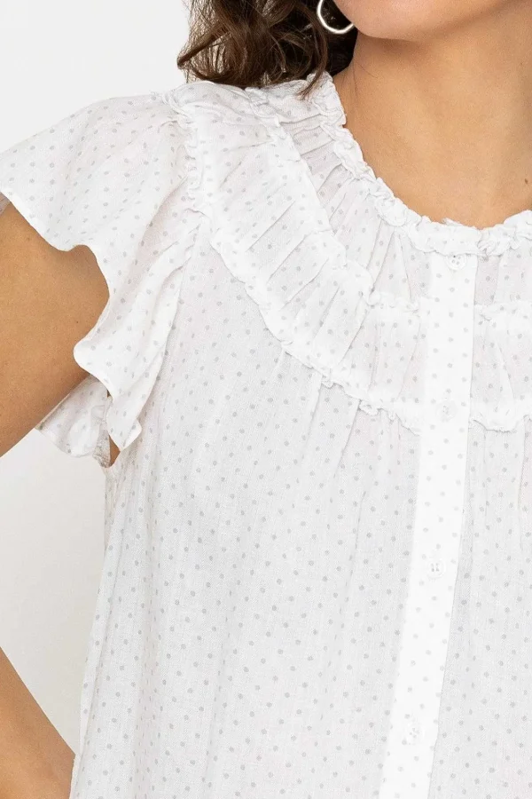 Rowen Avenue Ruffle Blouse In White Print*Women Tops & Blouses