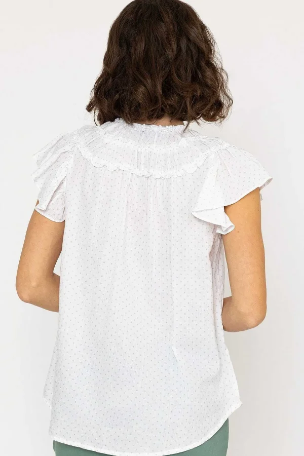 Rowen Avenue Ruffle Blouse In White Print*Women Tops & Blouses