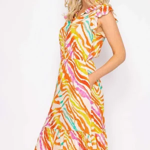 Rowen Avenue Sacha Zebra Printed Midi Dress*Women Dresses & Jumpsuits