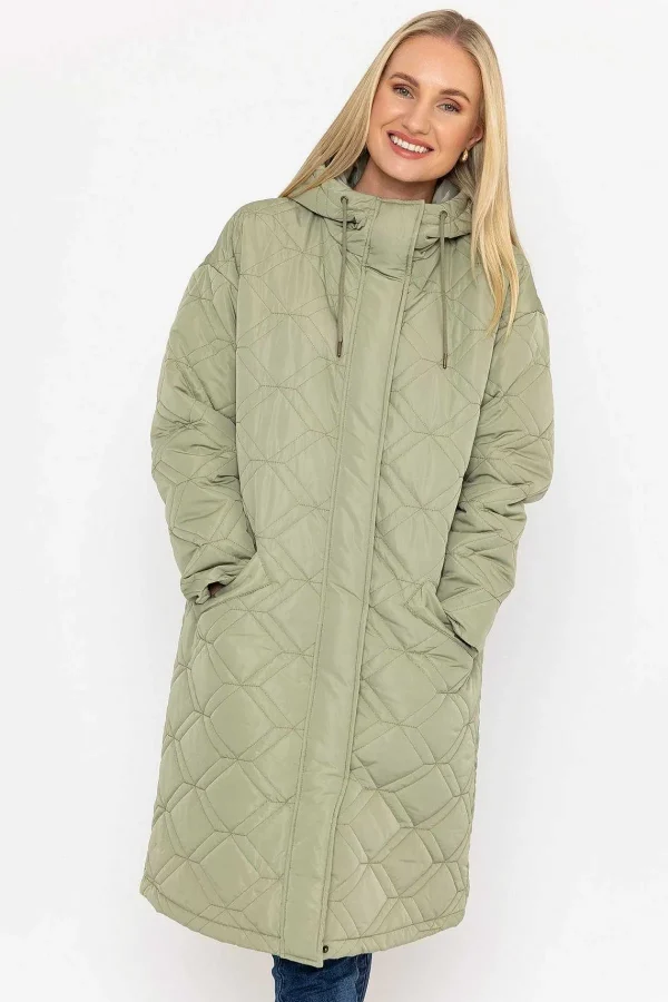 J'aime la Vie Sage Green Long Line Hooded Coat*Women Coats & Jackets