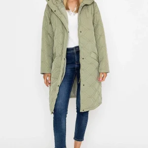 J'aime la Vie Sage Green Long Line Hooded Coat*Women Coats & Jackets
