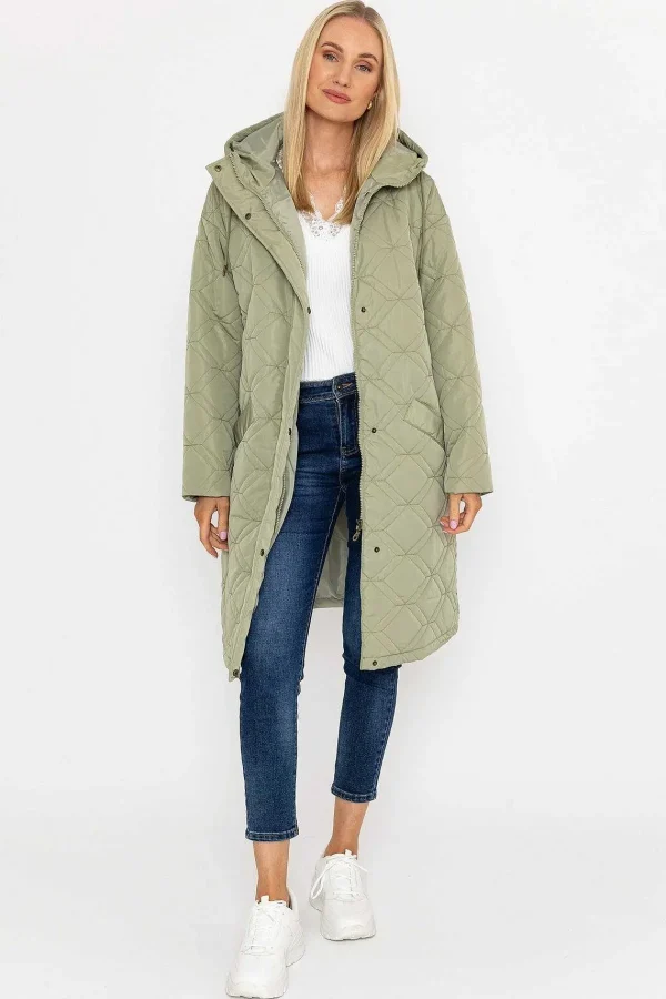 J'aime la Vie Sage Green Long Line Hooded Coat*Women Coats & Jackets