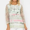 Voulez Vous Sage Printed Dovore Top*Women Tops & Blouses