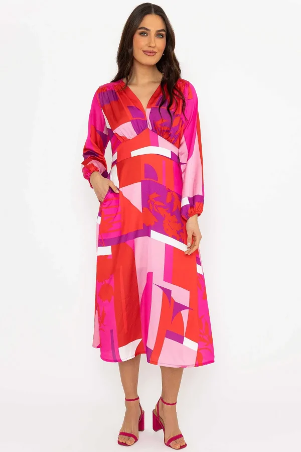 Pala D'Oro Sateen Cliodhna Midi Dress In Red*Women Dresses & Jumpsuits