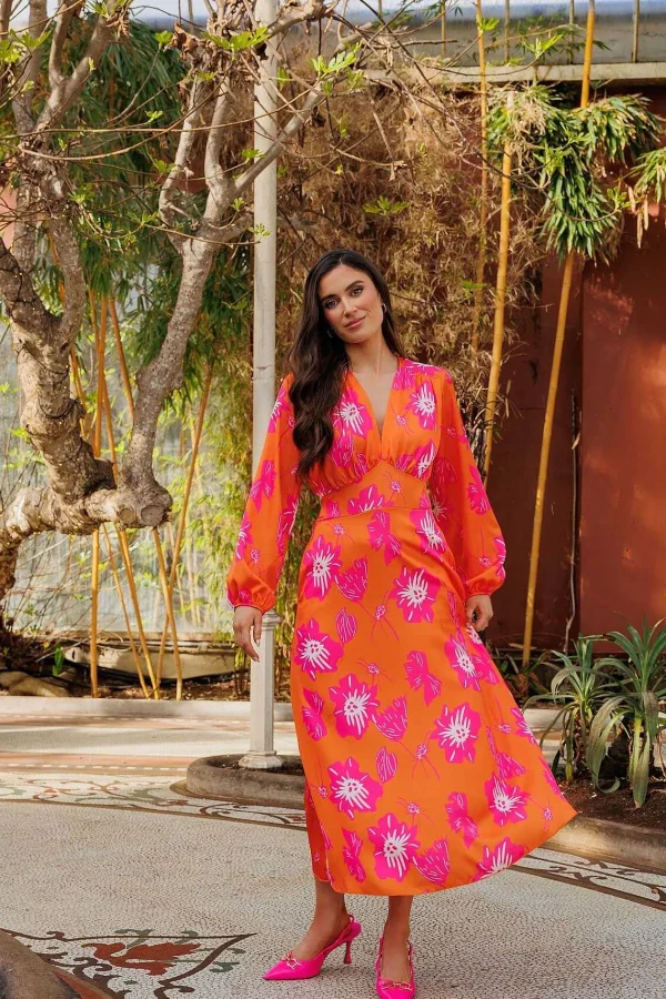 Pala D'oro Sateen Cliodhna Midi Dress In Orange*Women Dresses & Jumpsuits
