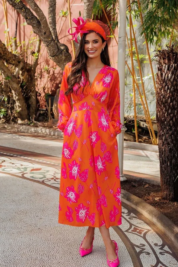Pala D'oro Sateen Cliodhna Midi Dress In Orange*Women Dresses & Jumpsuits