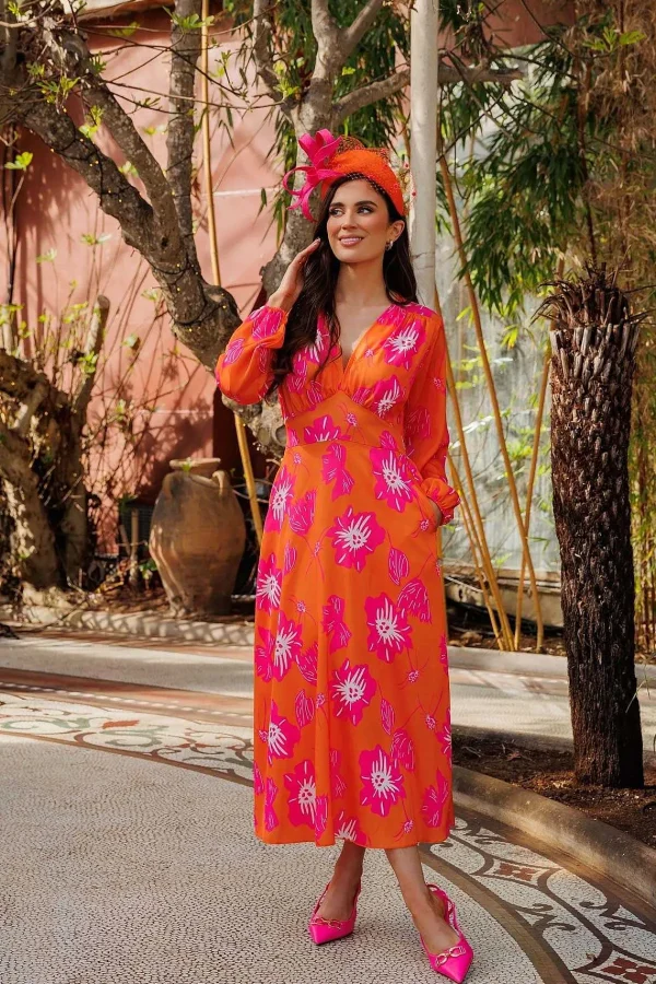 Pala D'oro Sateen Cliodhna Midi Dress In Orange*Women Dresses & Jumpsuits