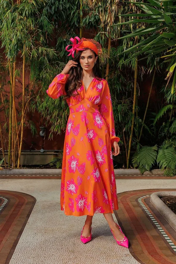 Pala D'oro Sateen Cliodhna Midi Dress In Orange*Women Dresses & Jumpsuits
