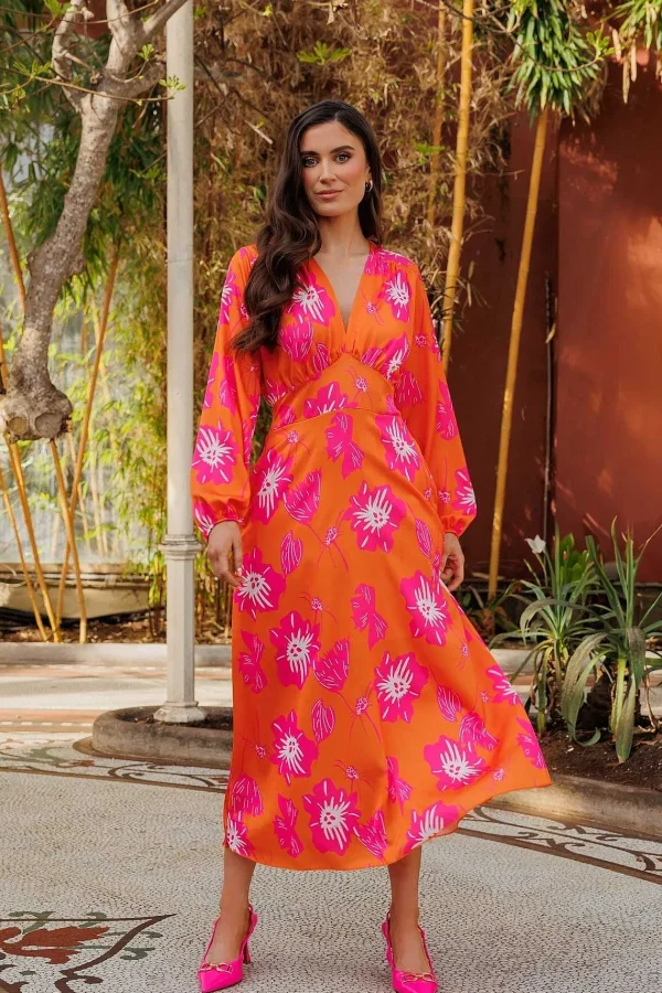 Pala D'oro Sateen Cliodhna Midi Dress In Orange*Women Dresses & Jumpsuits