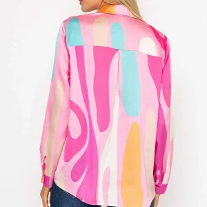 Pala D'oro Sateen Print Shirt In Pink Print*Women Tops & Blouses