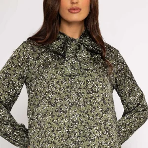 Pala D'oro Sateen Pussybow Blouse In Khaki*Women Tops & Blouses