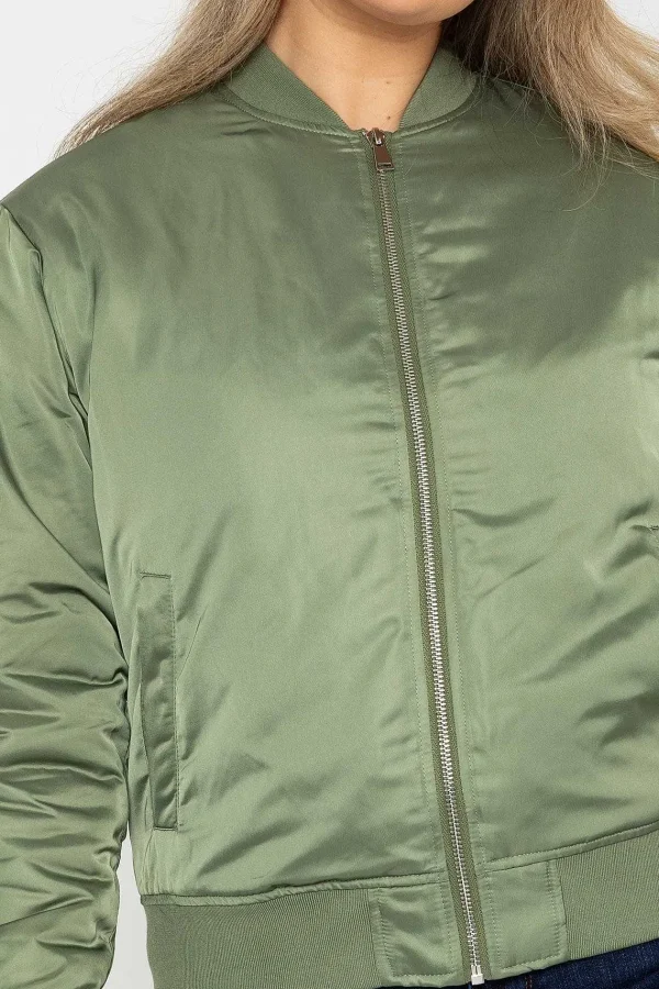 Rowen Avenue Satin Bomber In Khaki*Women Coats & Jackets