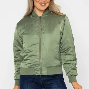Rowen Avenue Satin Bomber In Khaki*Women Coats & Jackets