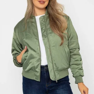 Rowen Avenue Satin Bomber In Khaki*Women Coats & Jackets
