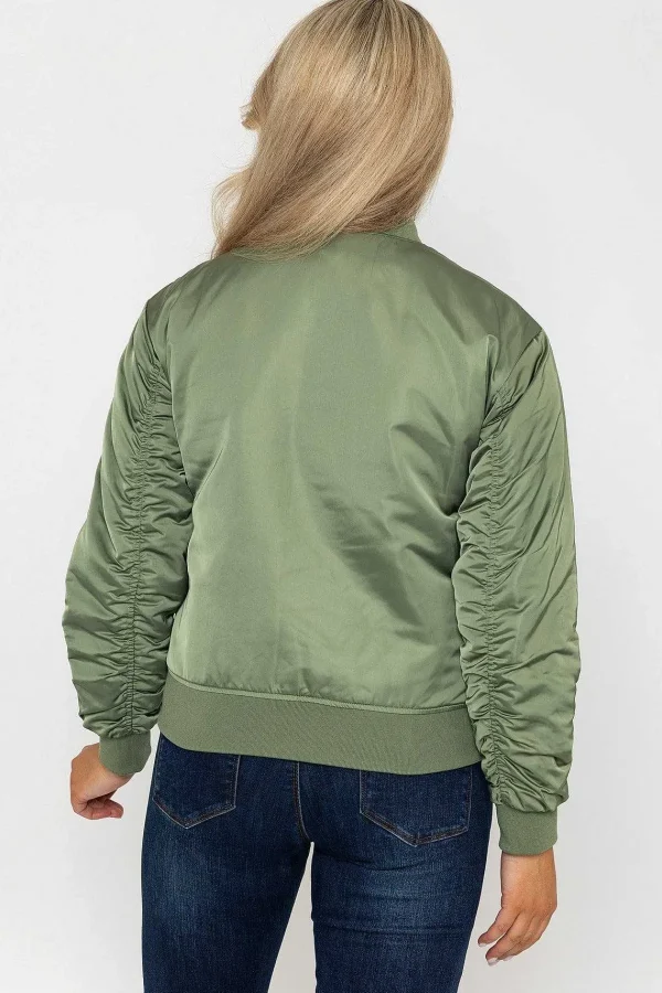 Rowen Avenue Satin Bomber In Khaki*Women Coats & Jackets