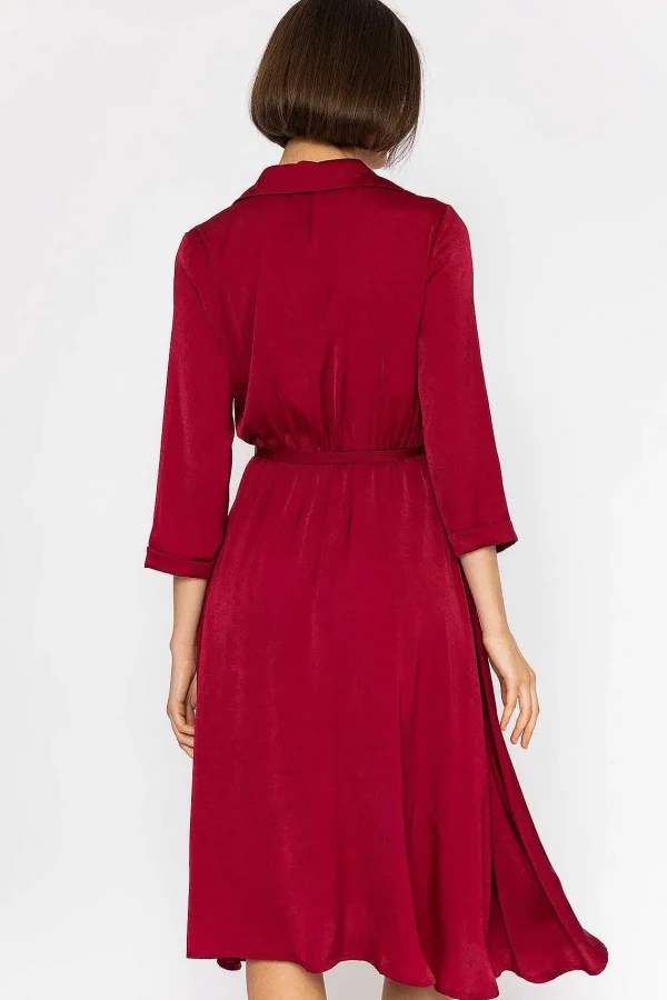 Rowen Avenue Satin V-Neck Dress In Burgundy*Women Dresses & Jumpsuits