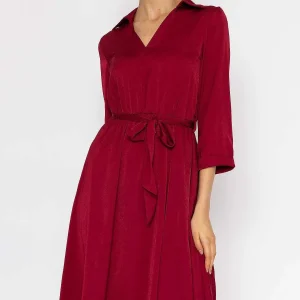 Rowen Avenue Satin V-Neck Dress In Burgundy*Women Dresses & Jumpsuits