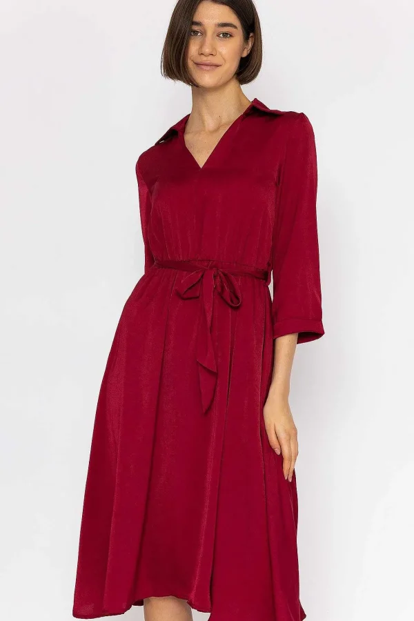 Rowen Avenue Satin V-Neck Dress In Burgundy*Women Dresses & Jumpsuits