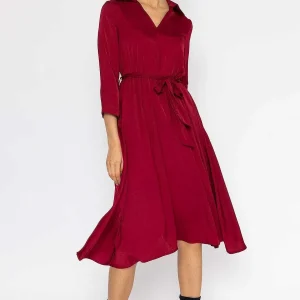 Rowen Avenue Satin V-Neck Dress In Burgundy*Women Dresses & Jumpsuits