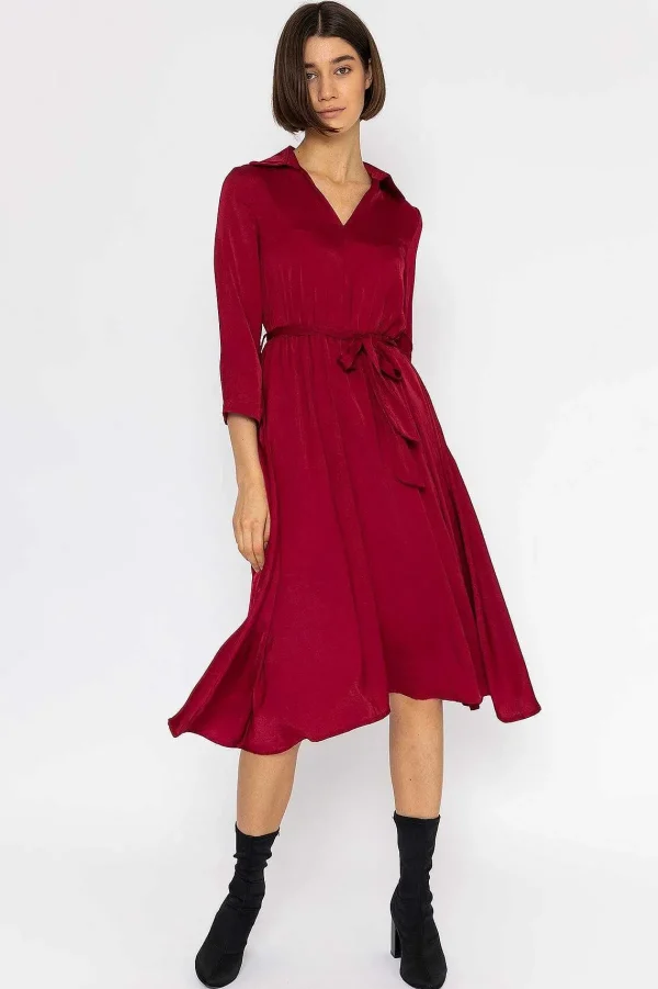 Rowen Avenue Satin V-Neck Dress In Burgundy*Women Dresses & Jumpsuits