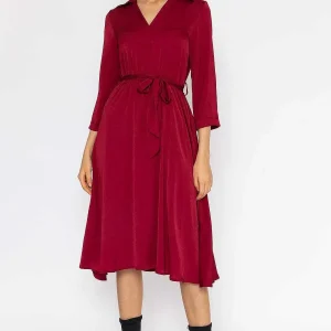 Rowen Avenue Satin V-Neck Dress In Burgundy*Women Dresses & Jumpsuits